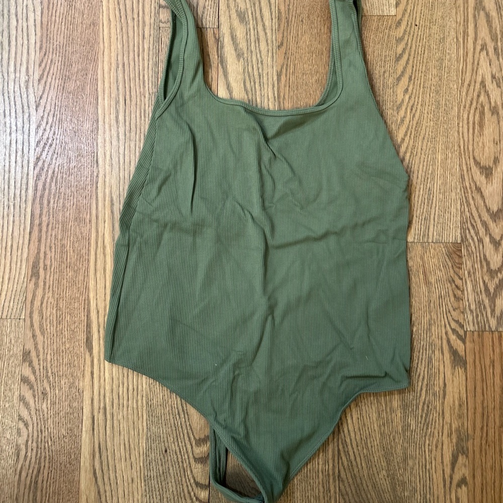 Abercrombie & Fitch Olive Ribbed Bodysuit